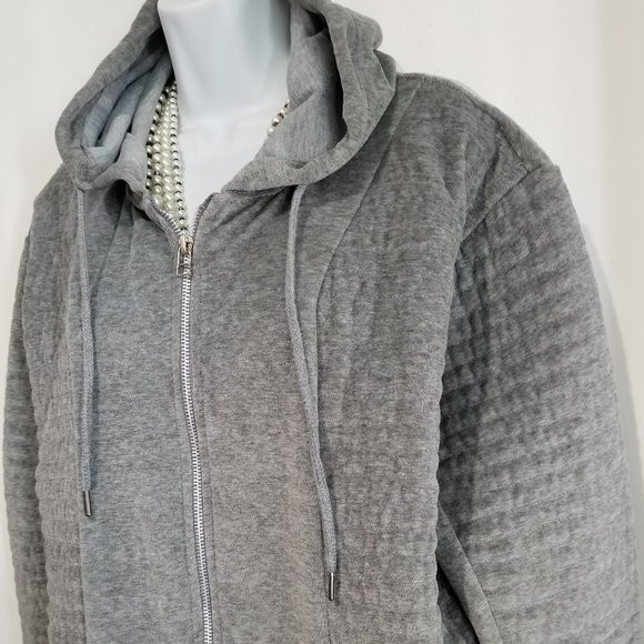 NWOT velvet light grey sweatshirt  with hood - Picture 4 of 6